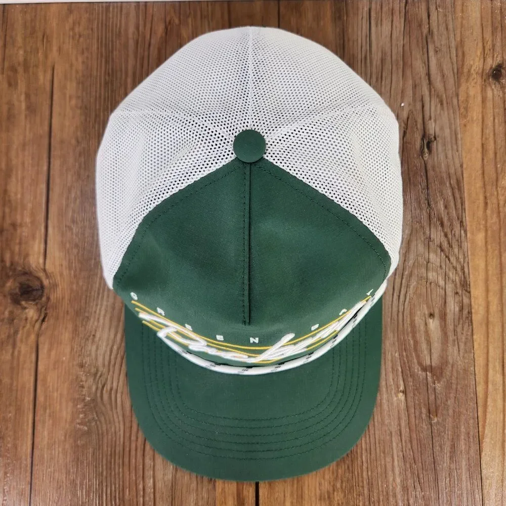 '47 Hitch Green Bay Packers Downburst Script Trucker Hat Green Snapback Rope Cap